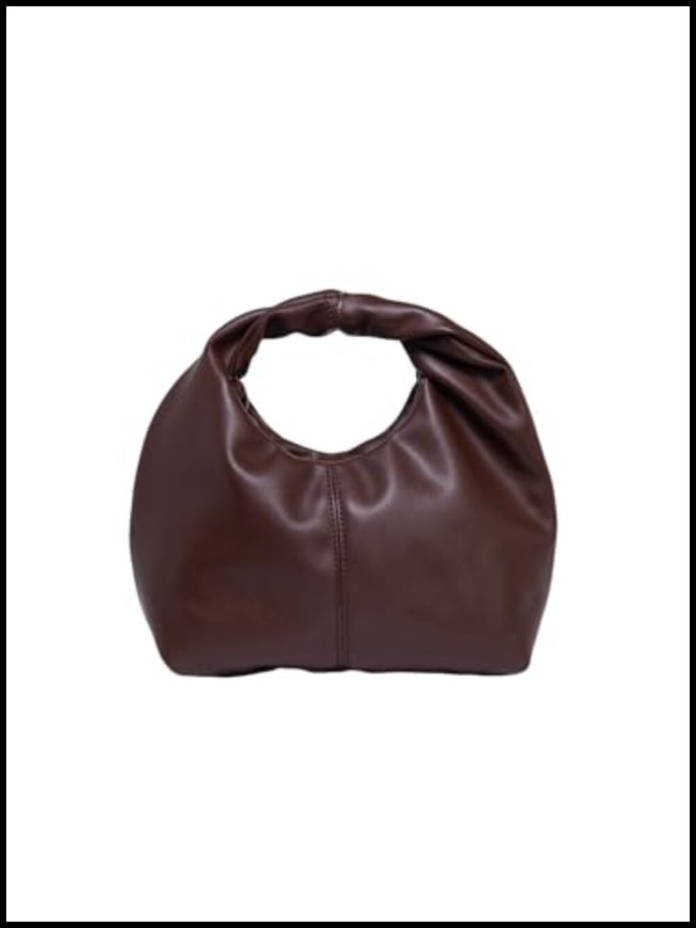 Ruched Faux Leather Mini Handbag Clutch with Top Handle